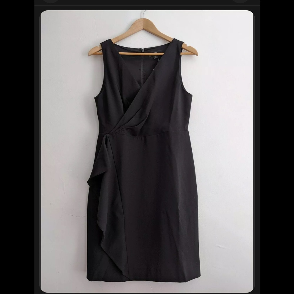 NWT J.Crew 365 Black Faux Wrap Side Ruffle Dress 6